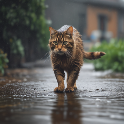 Кошка под дождём